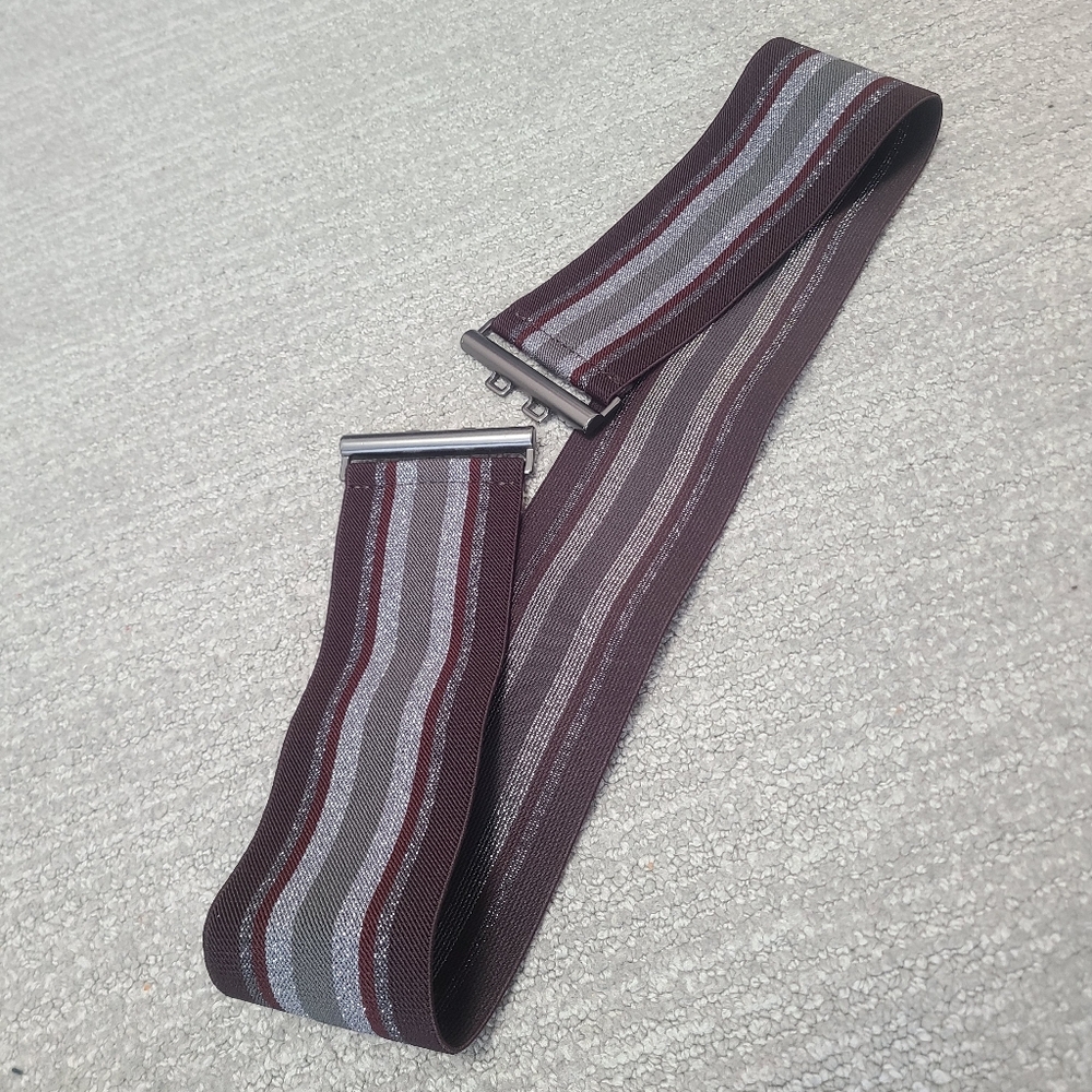 NEW LOFT Brown Striped Wide Stretch Belt #2027